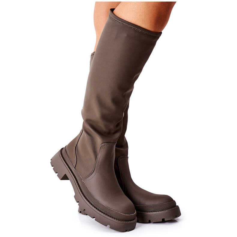 S.Barski Ženske visoke čizme vojske zelene boje zelena