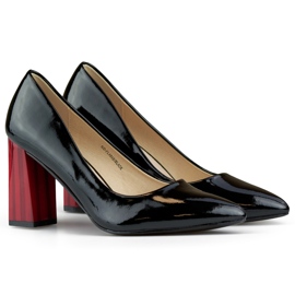 Lakirane crne salonke s visokom crvenom petom crna