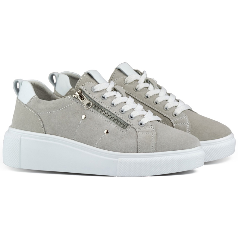 Sive kožne ženske sportske cipele siva