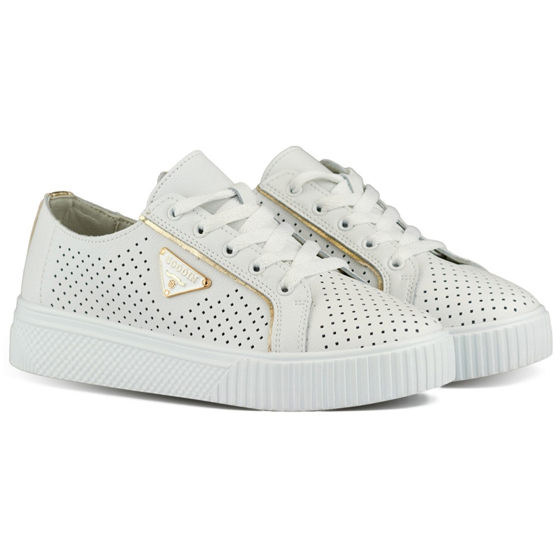 Bijele ažur ženske sportske cipele od prirodne kože bijela