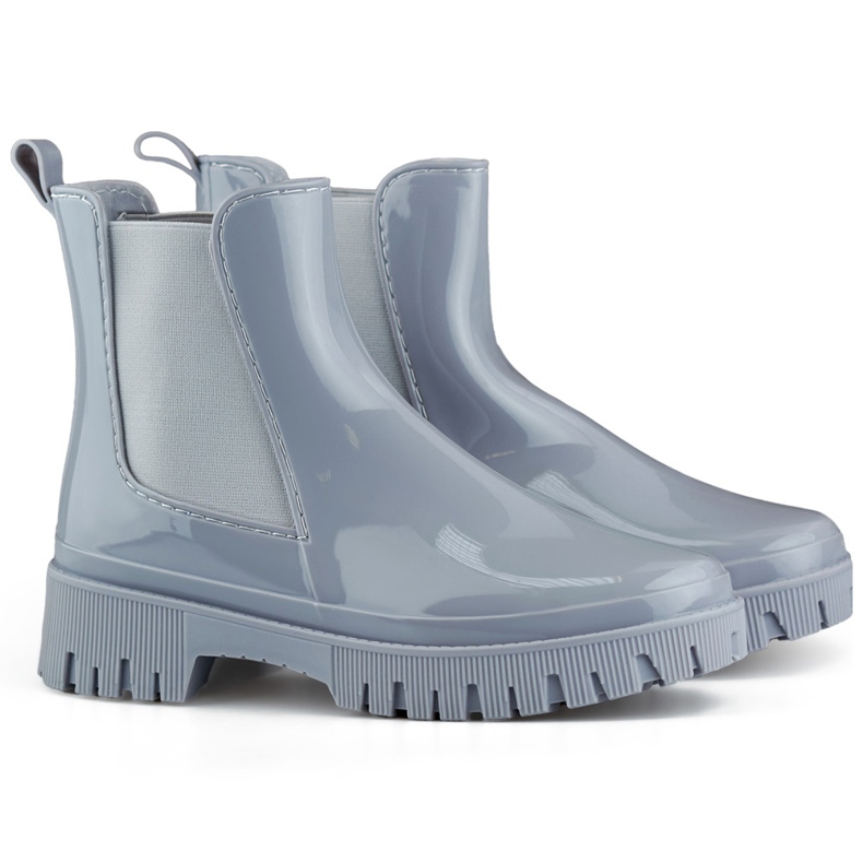 Sive ženske Wellington čizme sa debelim đonom siva