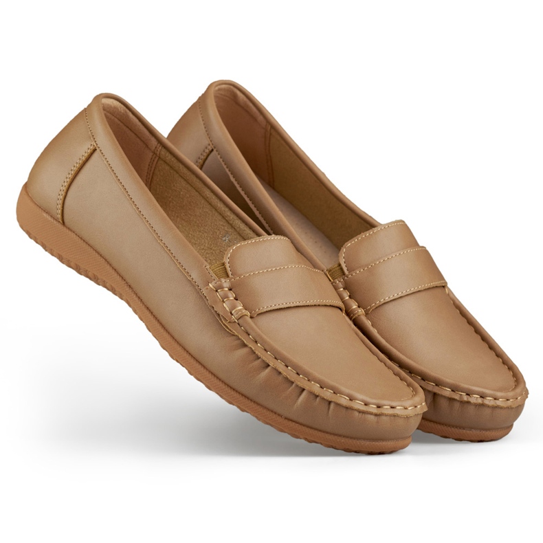 Udobne ženske mokasine tamno bež boje