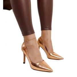 Vina šampanjac patent stilettos zlatni