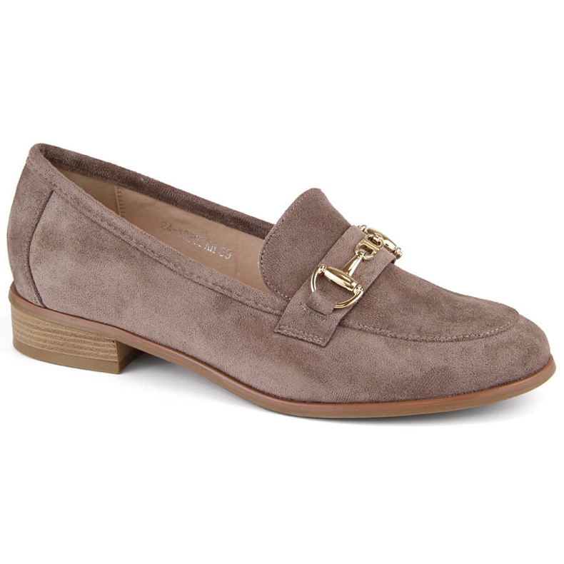 Ženske smeđe cipele s niskom petom od brušene kože Potocki SZ12300 smeđa