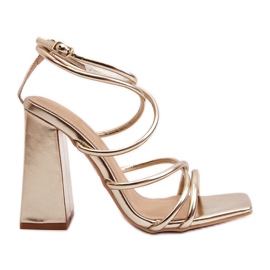 Modne Josette zlatne sandale na visoku petu zlatni