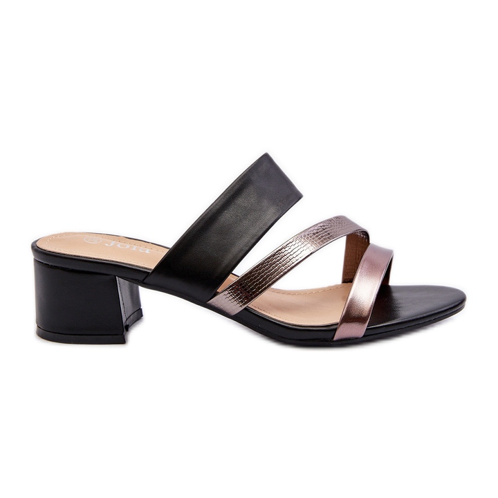 Ženske japanke na nisku petu crne Rosila crno