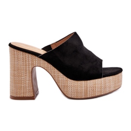 Ženske papuče s visokom petom, crne, Siobhan crna