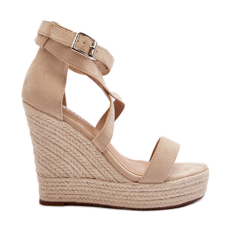 Bež Salthe sandale na klin s pletenicom