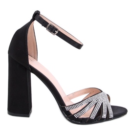 Nikitai Crne sandale na visoku petu sa kamenčićima crna
