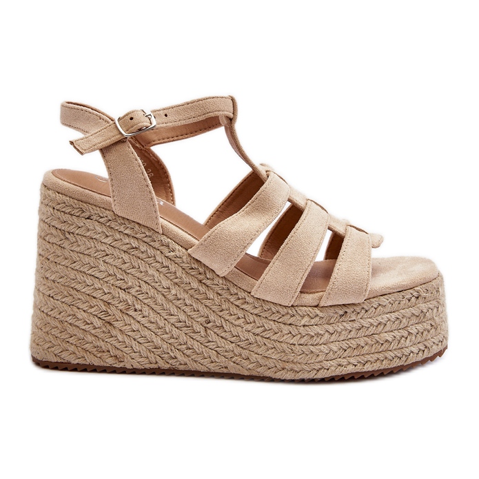 Bež Gnosis sandale na klin s pletenicom