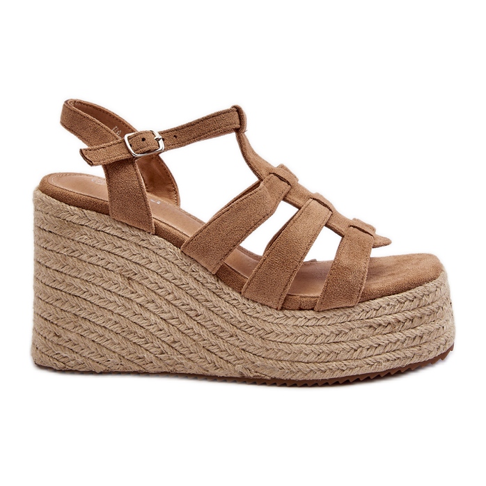 Sandale na klin s pletenicom, Brown Gnosis smeđa