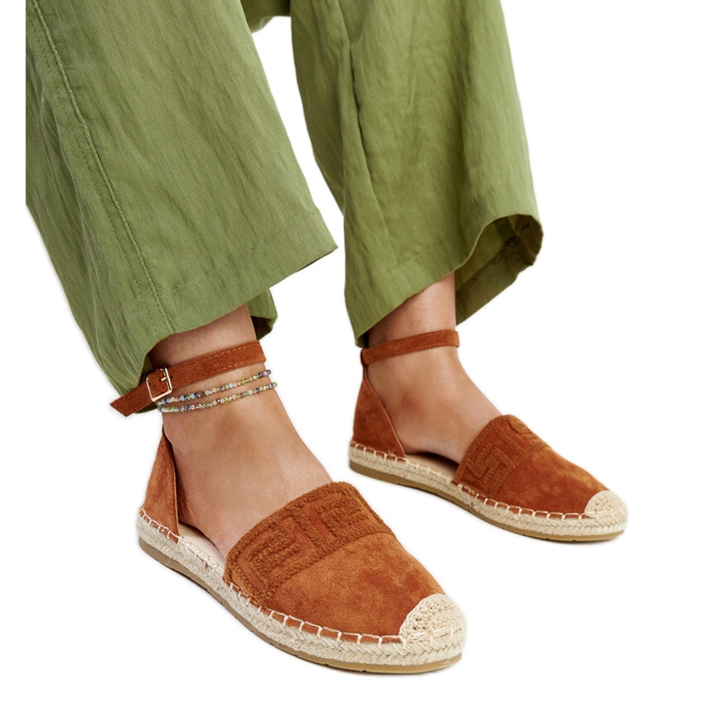 Smeđe espadrile s ukrasnim Sonja vezom smeđa