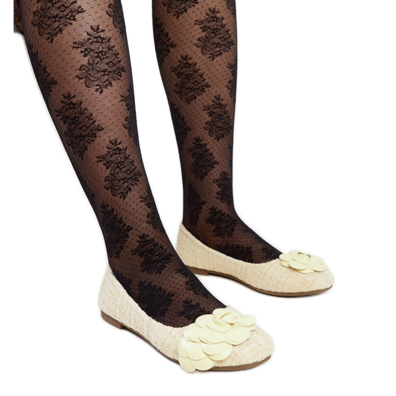 Žute balerinke s ukrasnim Matejinim cvijetom žuta boja