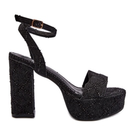 Crne Acrana traper sandale na visoku petu crna