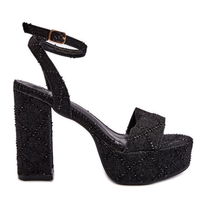 Crne Acrana traper sandale na visoku petu crno