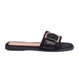 Sjajne ženske japanke s ukrašenim crnim gornjim dijelovima crna