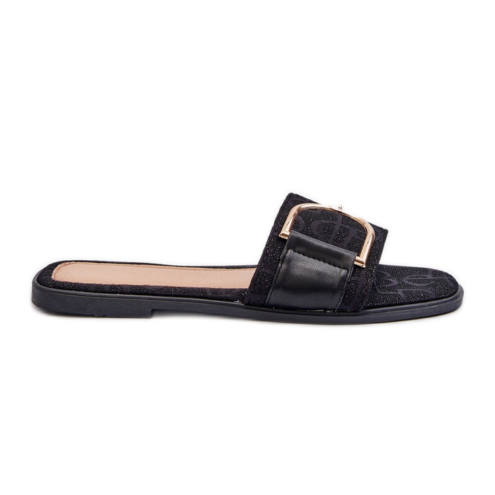 Sjajne ženske japanke s ukrašenim crnim gornjim dijelovima crno