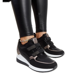 Crne wedge tenisice ukrašene Asmeret kamenčićima crna