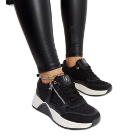 Crne sjajne tenisice na Makda platformu crno