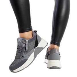 Sive sjajne tenisice na platformi Makda siva