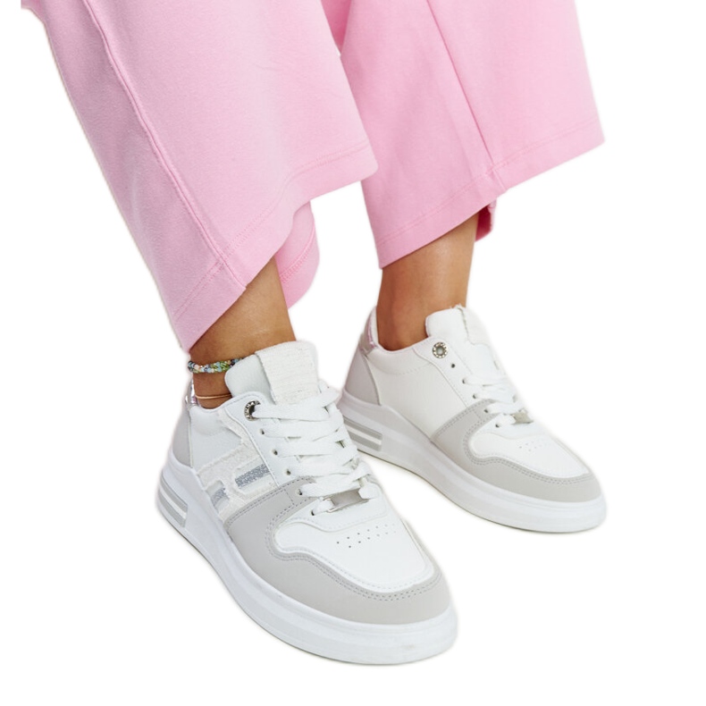 Bijelo sive tenisice na platformi Negisti bijela