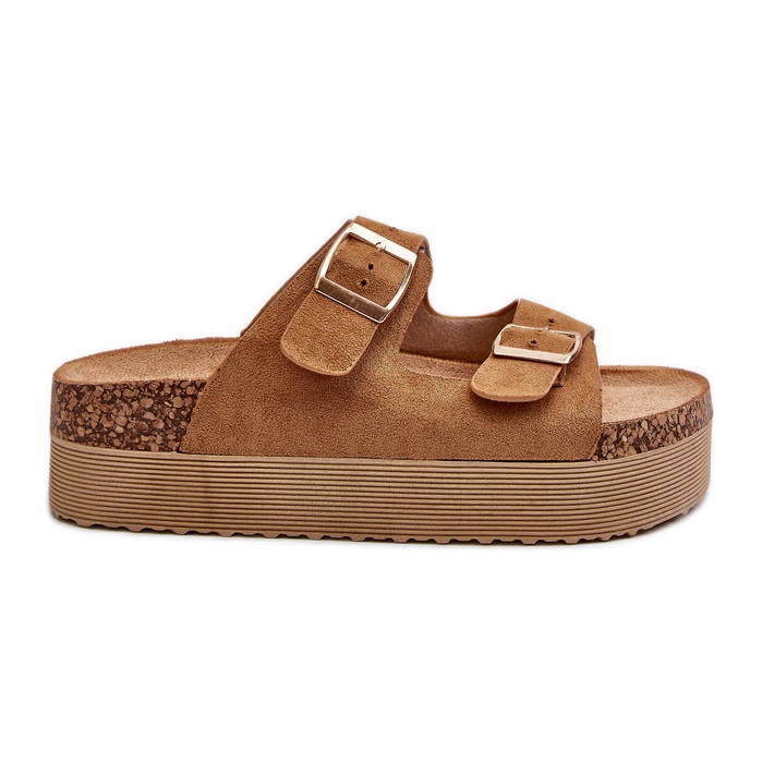 Ženske Camel Lolpey japanke s platformom i kopčama smeđa