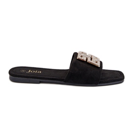 Ženske japanke na ravnu petu s ukrasom, crne boje crna