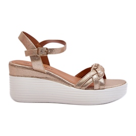 Esinna zlatne sandale na klin zlatni