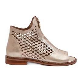 Zazoo 977/L kožne otvorene sandale s patentnim zatvaračem, zlatne zlatni