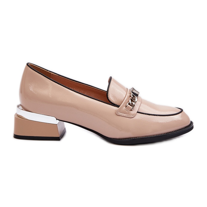 Vinceza Ženske lakirane cipele na nisku petu bež Albreide