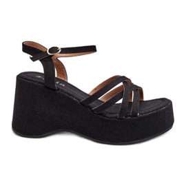 Crne Oporia platforme i sandale na klin crna