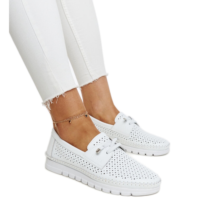 Vinceza bijele kožne ažur cipele bijela