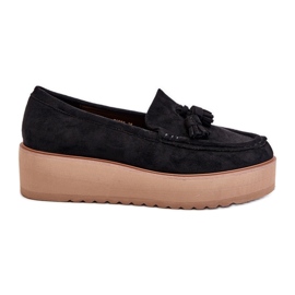 Ženske mokasine na platformu s resama, crne Mialani crna