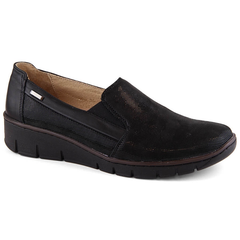 Ženske udobne kožne cipele, crne Helios 350.015.011 crno