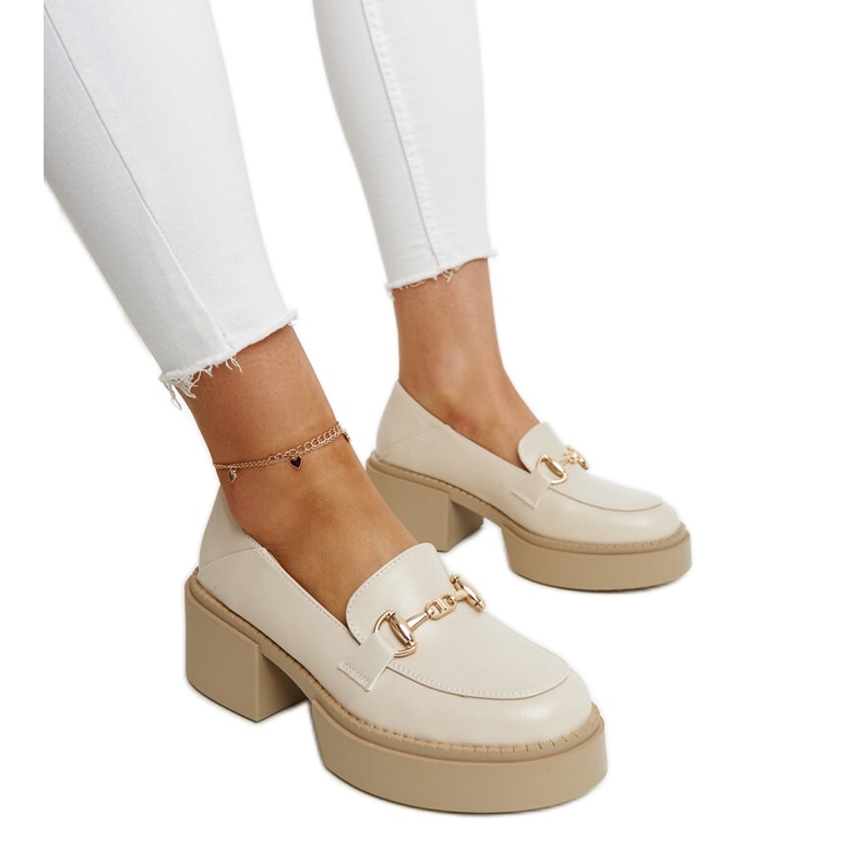 Bež cipele Vinceza na visoku petu od eko kože