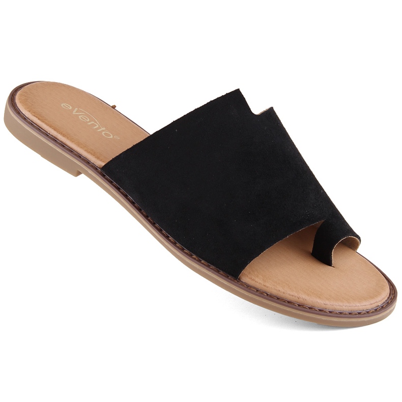 Ženske japanke od brušene kože, crne eVento 4586 crno
