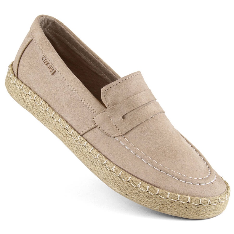 Muške cipele, mokasine slip-on espadrile, bež Big Star NN174049