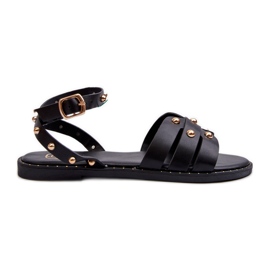 Ianaera ukrašene ženske ravne sandale crne crno