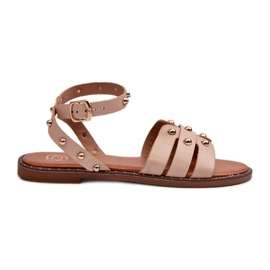 Bež ženske ukrašene ravne sandale Ianaera smeđa