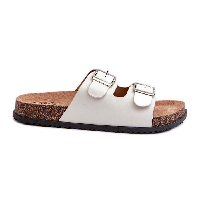 Ženske japanke s kopčama, bijele bijela