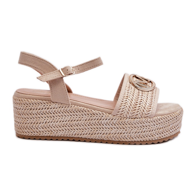 Ženske sandale na klin s pletenicom Bež Esalena
