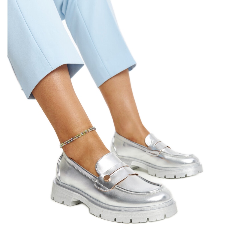 Srebrne mokasine od eko kože Mladenka srebro