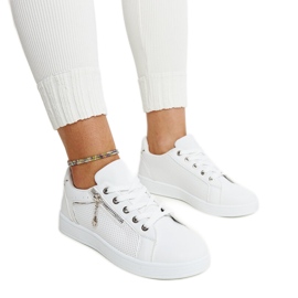 Bijele sportske cipele ukrašene Chiusi perforacijom bijela