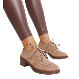 Smeđe cipele s visokom petom od brušene kože Tigard smeđa