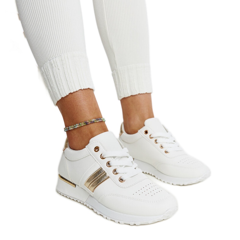 Bijelo zlatne tenisice na Nihad gumenoj platformi bijela