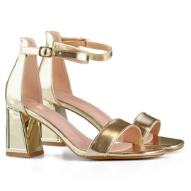 Zlatne ženske sandale na visoku petu s kopčanjem oko gležnja zlatni