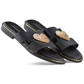 Crne ženske papuče sa ukrasnim srcem crna