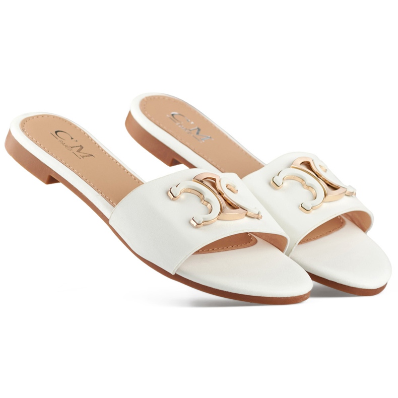 Bijele elegantne ženske japanke s ukrasom bijela