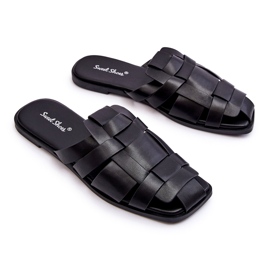 Ženske papuče za eko kože crne boje crna