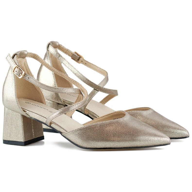 Srebrne salonke s remenčićima na nisku petu srebro